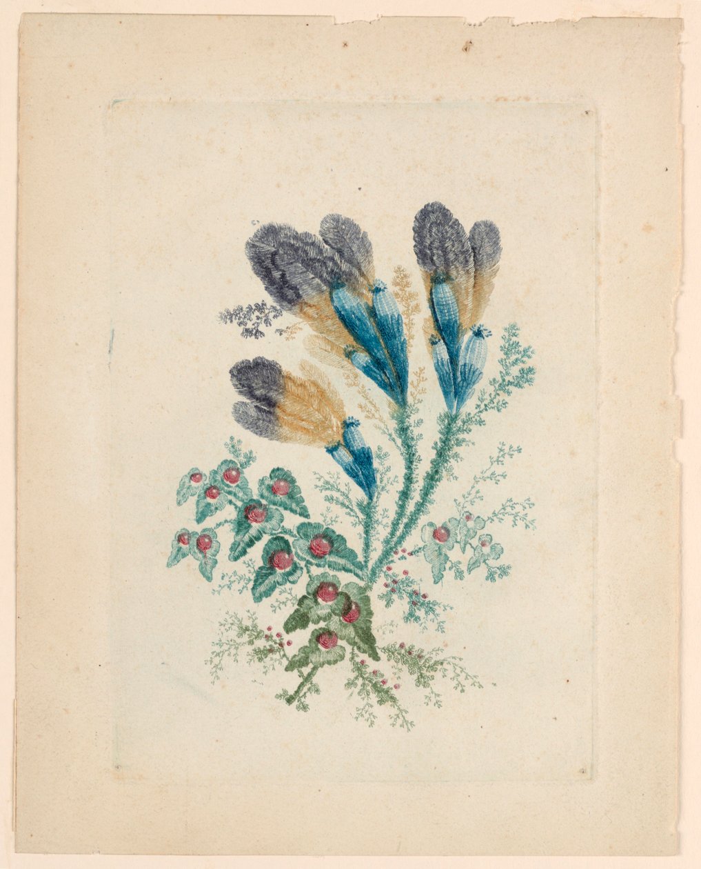 Fantastický květinový motiv z "New Suite of Ideal Flower Notebooks" od Jean Baptiste Pillement