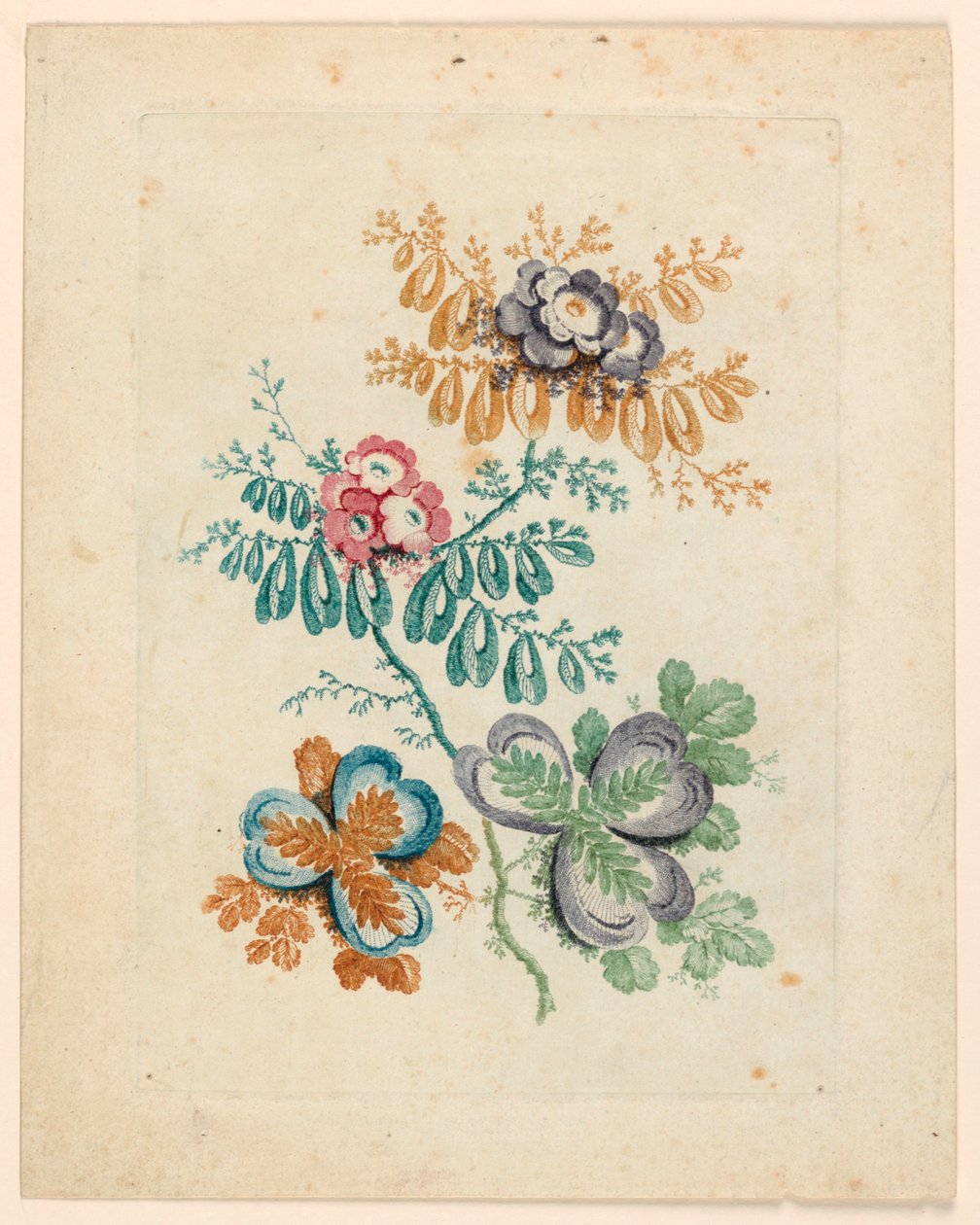 Fantastický květinový motiv z "Nouvelle Suite de fleurs idéales" od Jean Baptiste Pillement