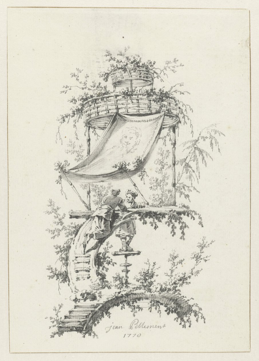 Ornamentální kompozice ve stylu chinoiserie Ornamentální vzory ve stylu chinoiserie pro Deuxième Cahier de six Baraques Chinoises (název série) od Jean Baptiste Pillement