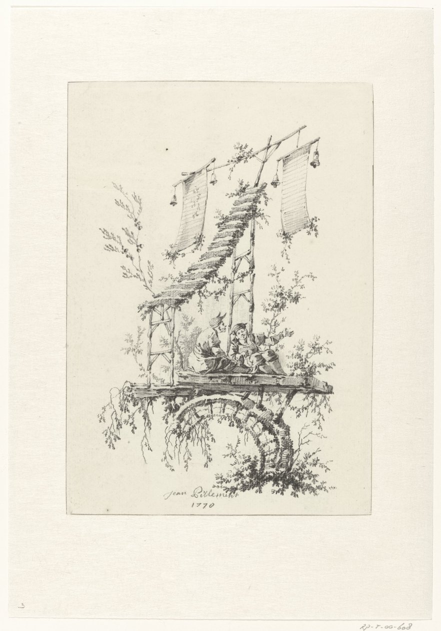 Ornamentální kompozice ve stylu chinoiserie Ornamentální návrhy ve stylu Chinoiserie pro Deuxième Cahier de six Baraques Chinoises (název série) od Jean Baptiste Pillement