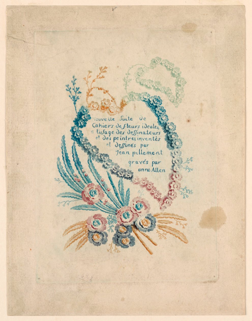 Titulní stránka pro "Nouvelle Suite de Cahiers de fleurs iéales" od Jean Baptiste Pillement
