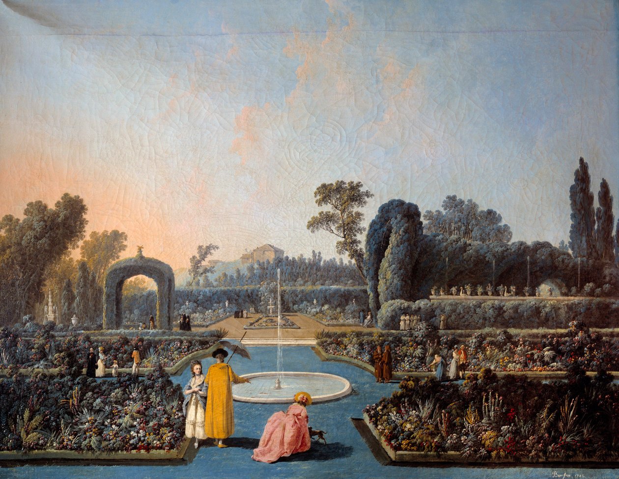 Pohled na zahrady Benfiky v Lisabonu Obraz Jeana Pillementa (1728-1808) 1785 Paříž, dekorativní umění od Jean Baptiste Pillement