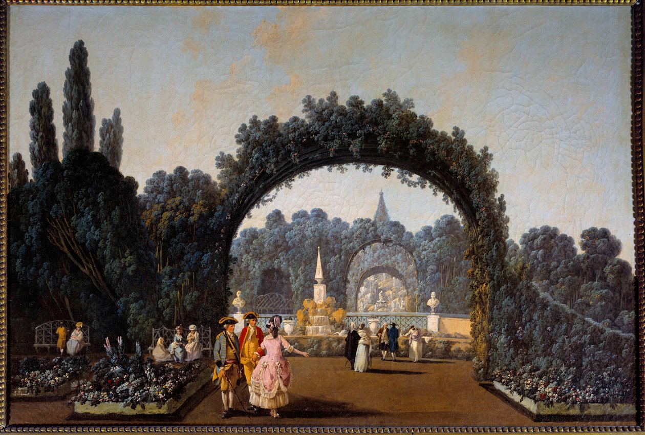 Pohled na zahrady Benfiky v Lisabonu v roce 1785 Obraz Jeana Pillementa (1728-1808) Paříž, dekorativní umění od Jean Baptiste Pillement
