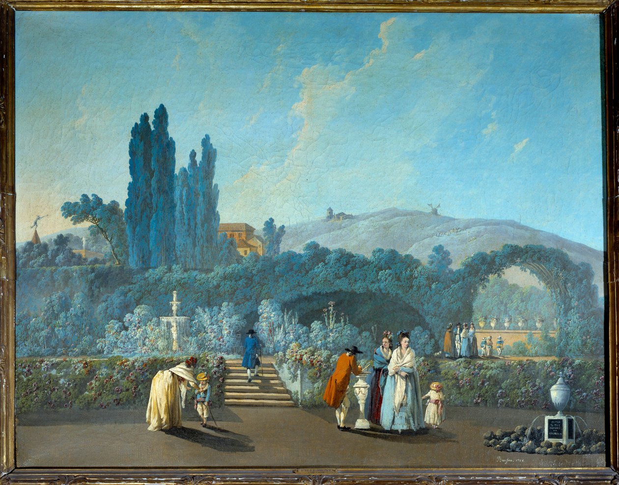 Pohled na zahrady Benfica v Lisabonu v roce 1785 Akvarel od Jeana Pillementa (1728-1808) 1785 Paříž, dekorativní umění od Jean Baptiste Pillement