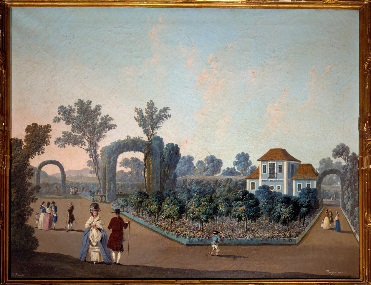 Pohled na zahrady Benfiky v Lisabonu v roce 1785 Akvarel od Jeana Pillementa (1728-1808) 1785 Paříž, dekorativní umění od Jean Baptiste Pillement