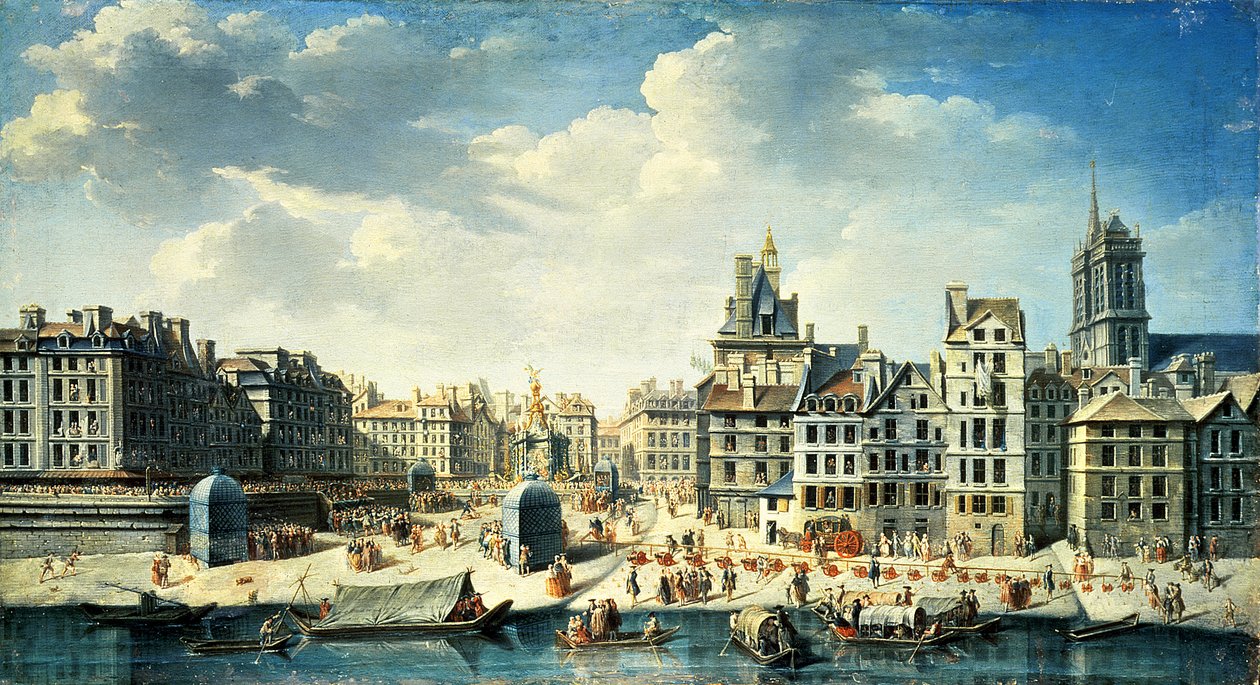 Náměstí na břehu Seiny v Paříži od Jean Baptiste Raguenet