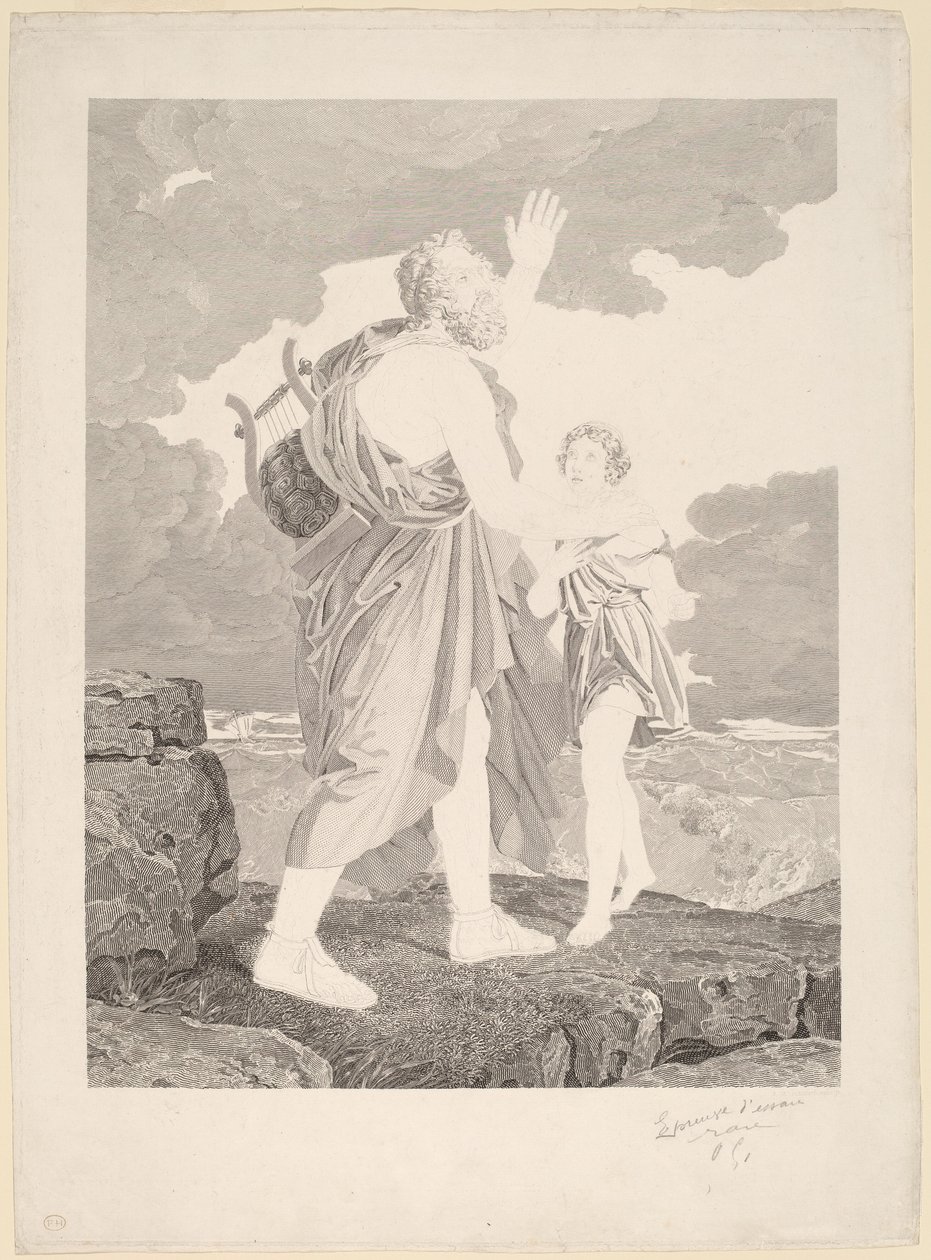 Slepý Homer od Jean Baptiste Raphael Urbain Massard, after Baron François Gerard