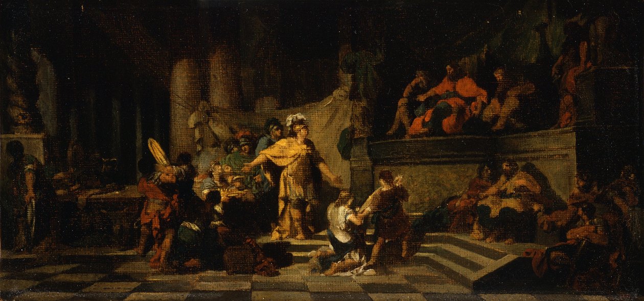 Aeneas nabízí dárky králi Latinovi a žádá ho o ruku jeho dcery, 1778 od Jean Baptiste Regnault