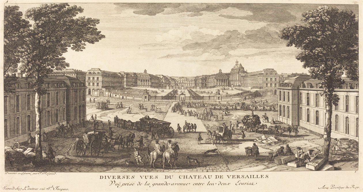 Vue Prise de la grande avenue entre les deux Ecuries   1240628   cs       czech Successfully Translated  Original: River Landscape with Roman Ruins Translat: Říční krajina s římskými ruinami od Jean Baptiste Rigaud