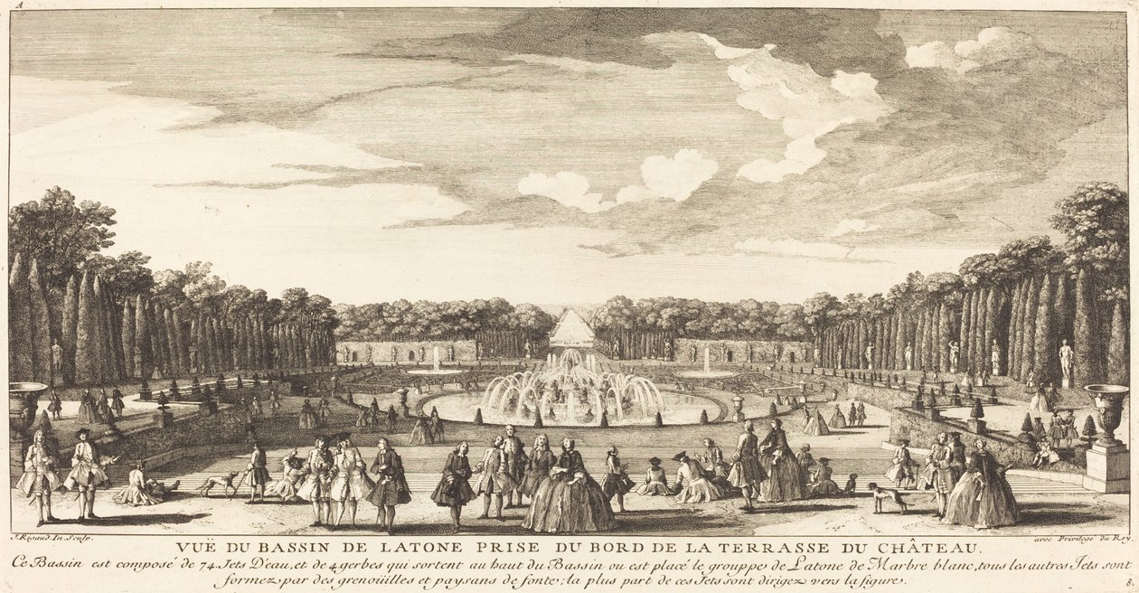 Pohled na Bassin de Latona z okraje zámecké terasy od Jean Baptiste Rigaud