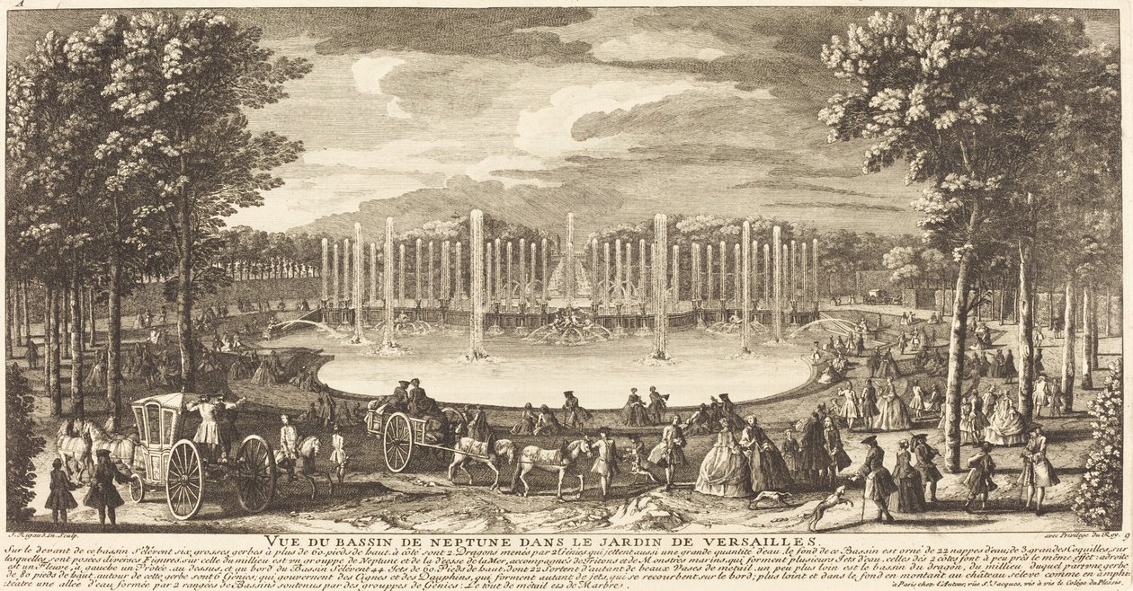 Pohled na Bassin de Neptun v zahradě Versailles od Jean Baptiste Rigaud