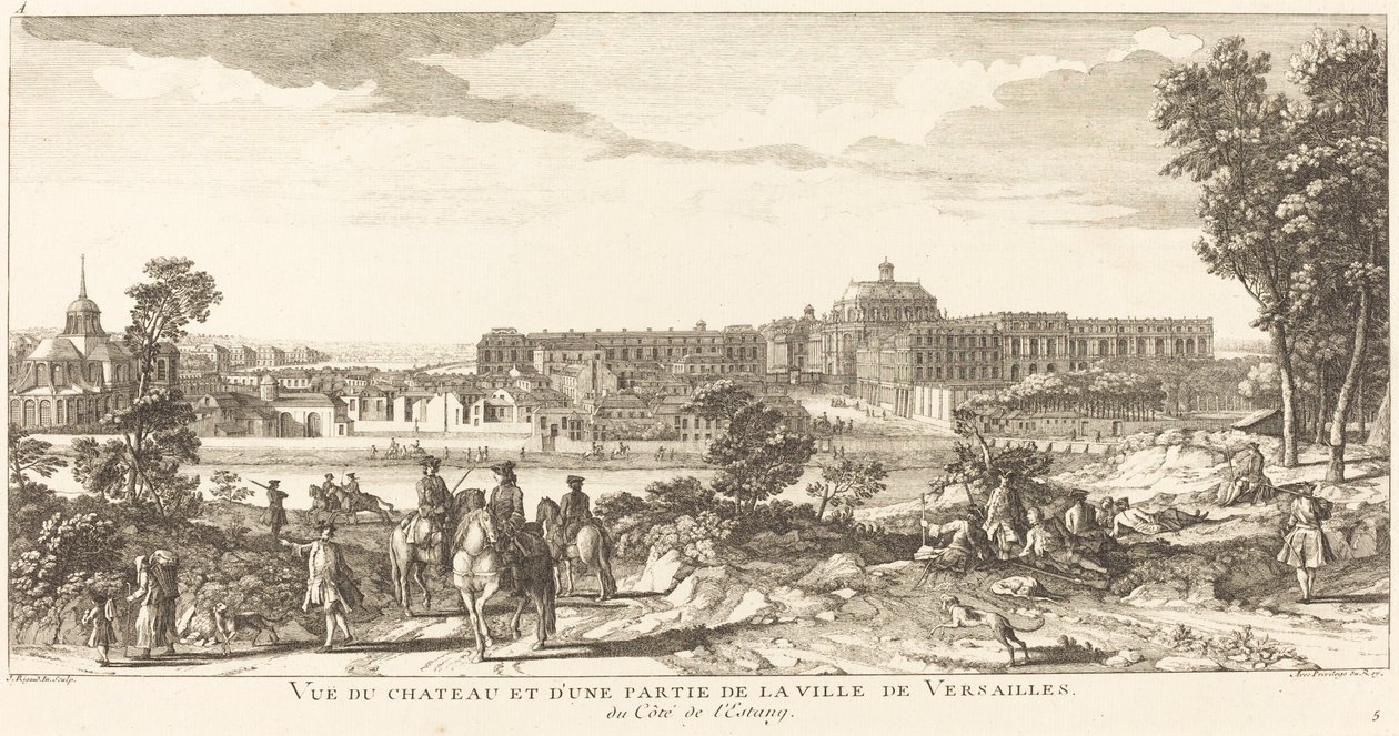 Pohled na zámek a část města Versailles od Jean Baptiste Rigaud