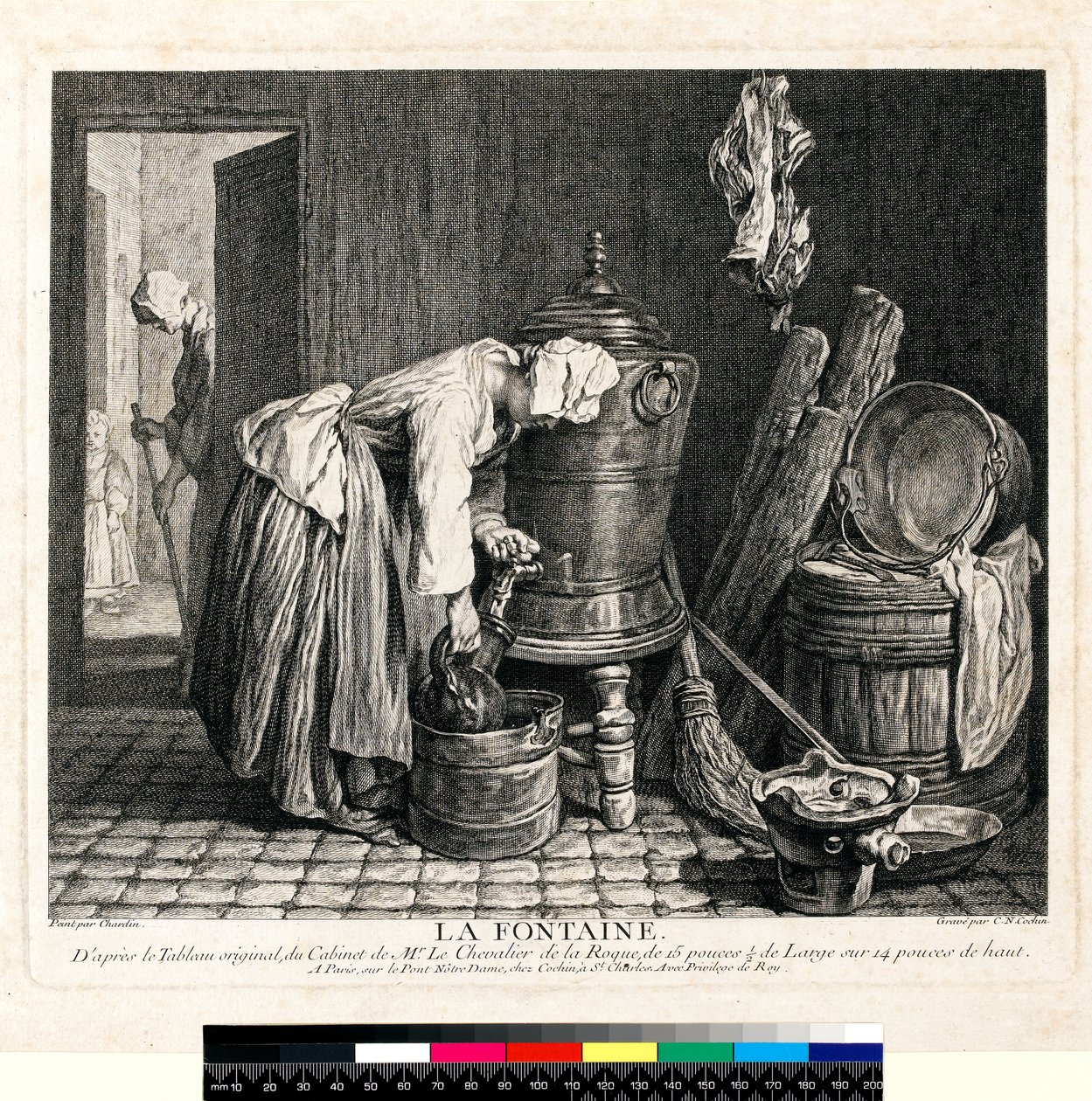 La Fontaine, vyryl Charles Nicolas Cochin I (1688-1754) 1739 (lept a rytina na tkaný papír) od Jean Baptiste Simeon (after) Chardin