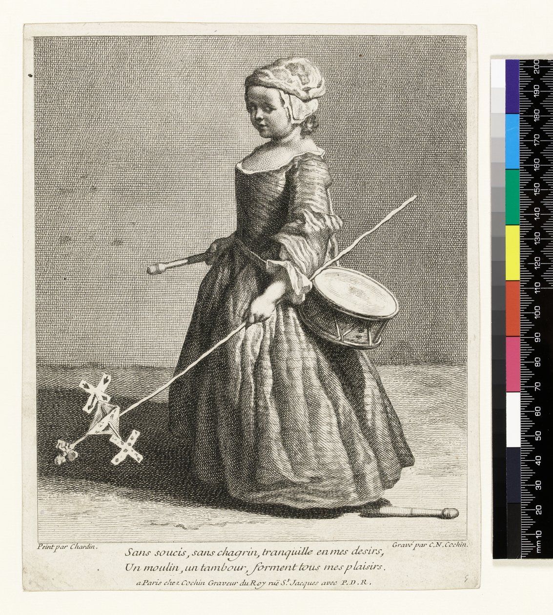 Mladý voják, vyryl Charles Nicolas Cochin I (1688-1754) 1738 (lept a rytina) od Jean Baptiste Simeon (after) Chardin