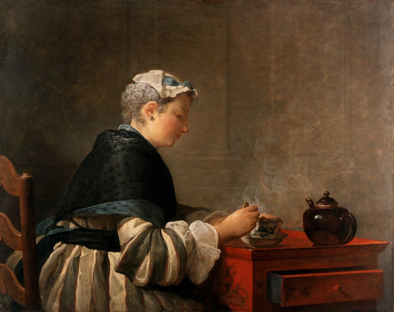 Dáma užívající čaj, 1735 od Jean Baptiste Simeon Chardin