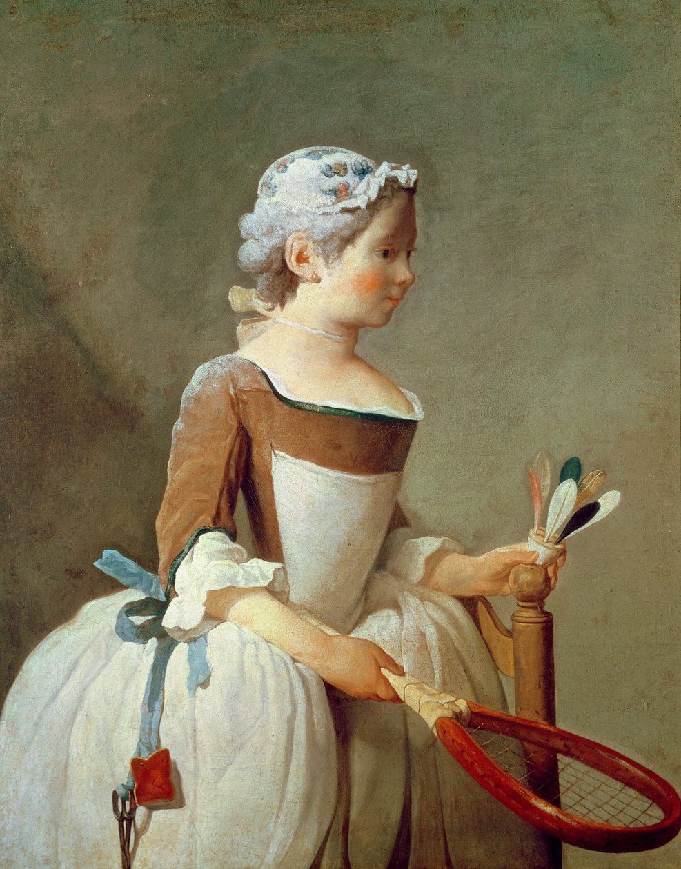Dívka s raketou a raketoplánem, kolem roku 1740 od Jean Baptiste Simeon Chardin