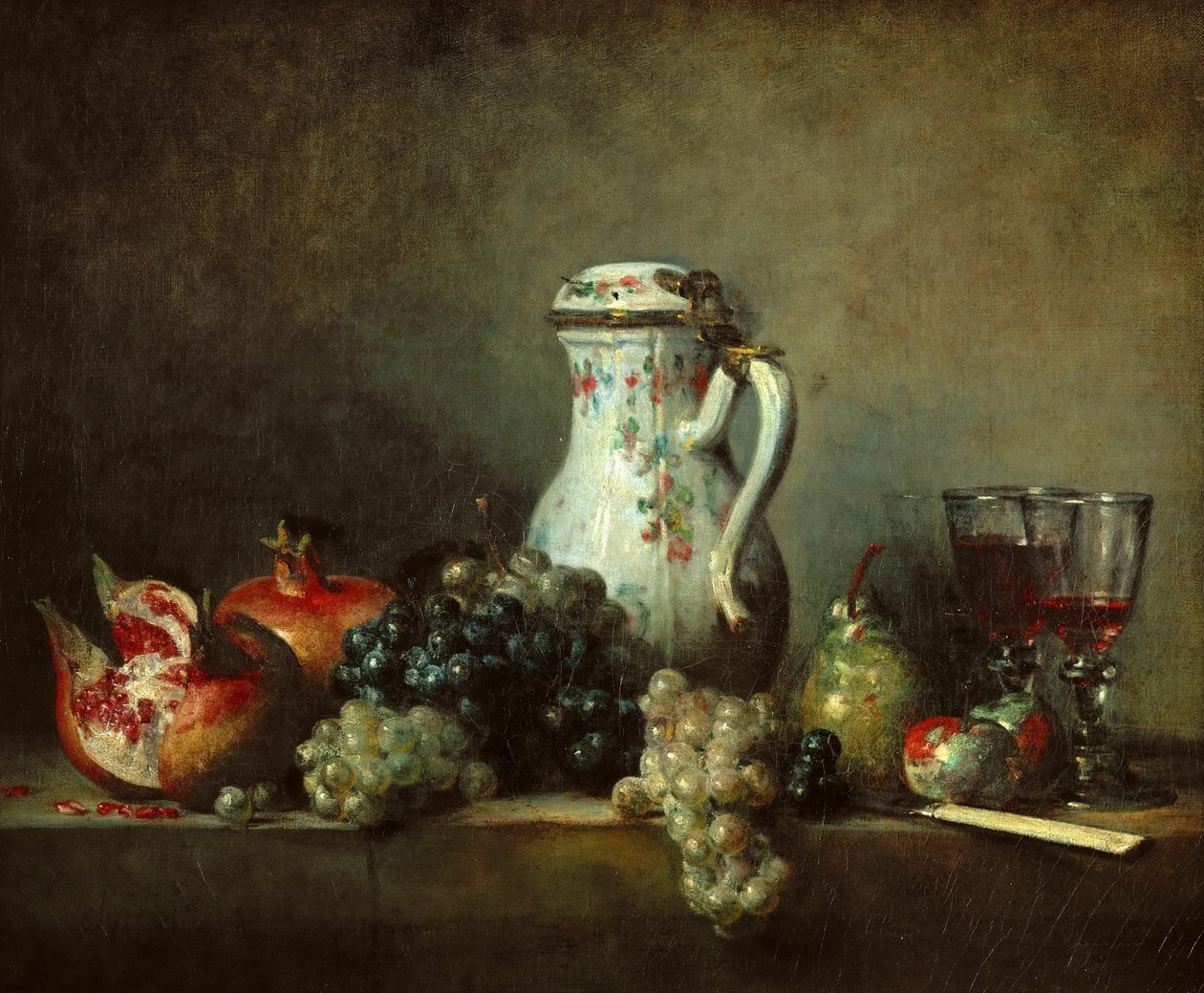 Hrozny a granátová jablka od Jean Baptiste Simeon Chardin