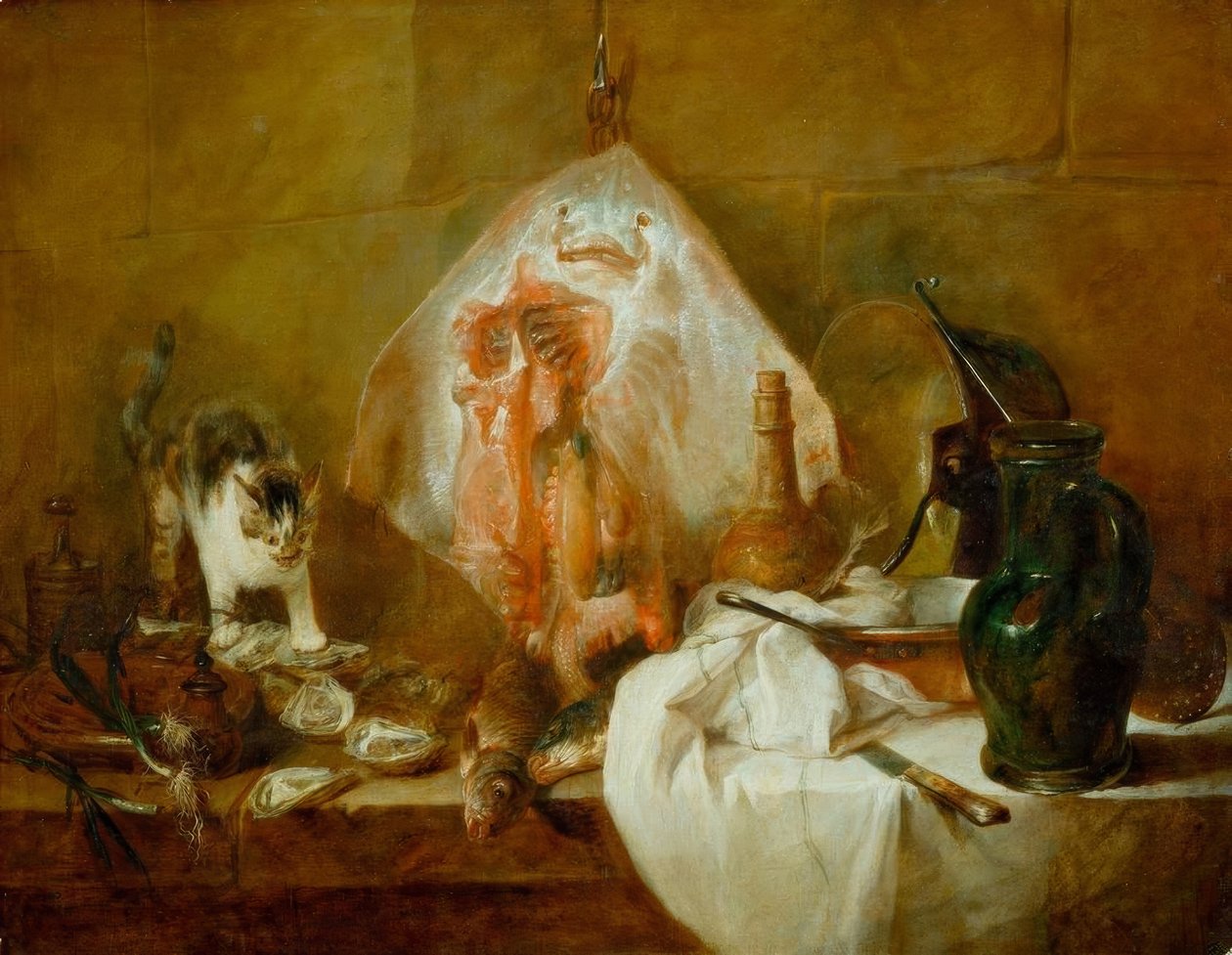 Paprsek, také známý jako interiér kuchyně od Jean Baptiste Simeon Chardin