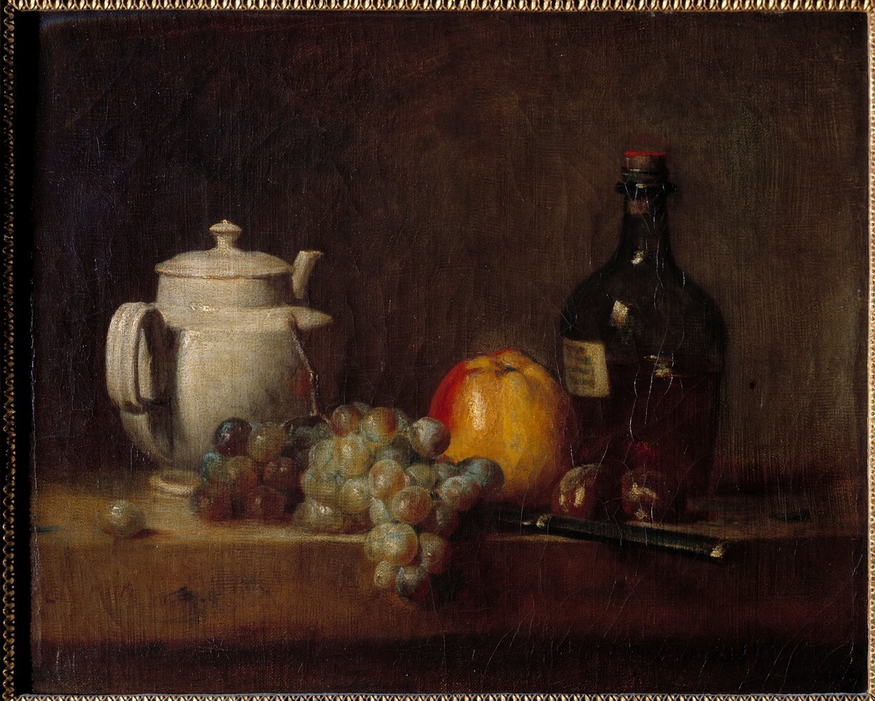 Bílá teiera s hrozny Malba Jean Baptiste Simeon Chardin (1699-1779) 18. stol. od Jean Baptiste Simeon Chardin