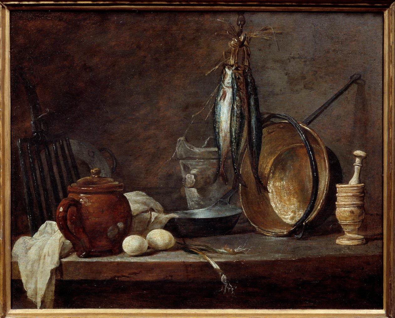 Nabídka libového a kuchyňského náčiní. Stálý život. Obraz Jean Baptiste Simeon Chardin (1699-1779) od Jean Baptiste Simeon Chardin