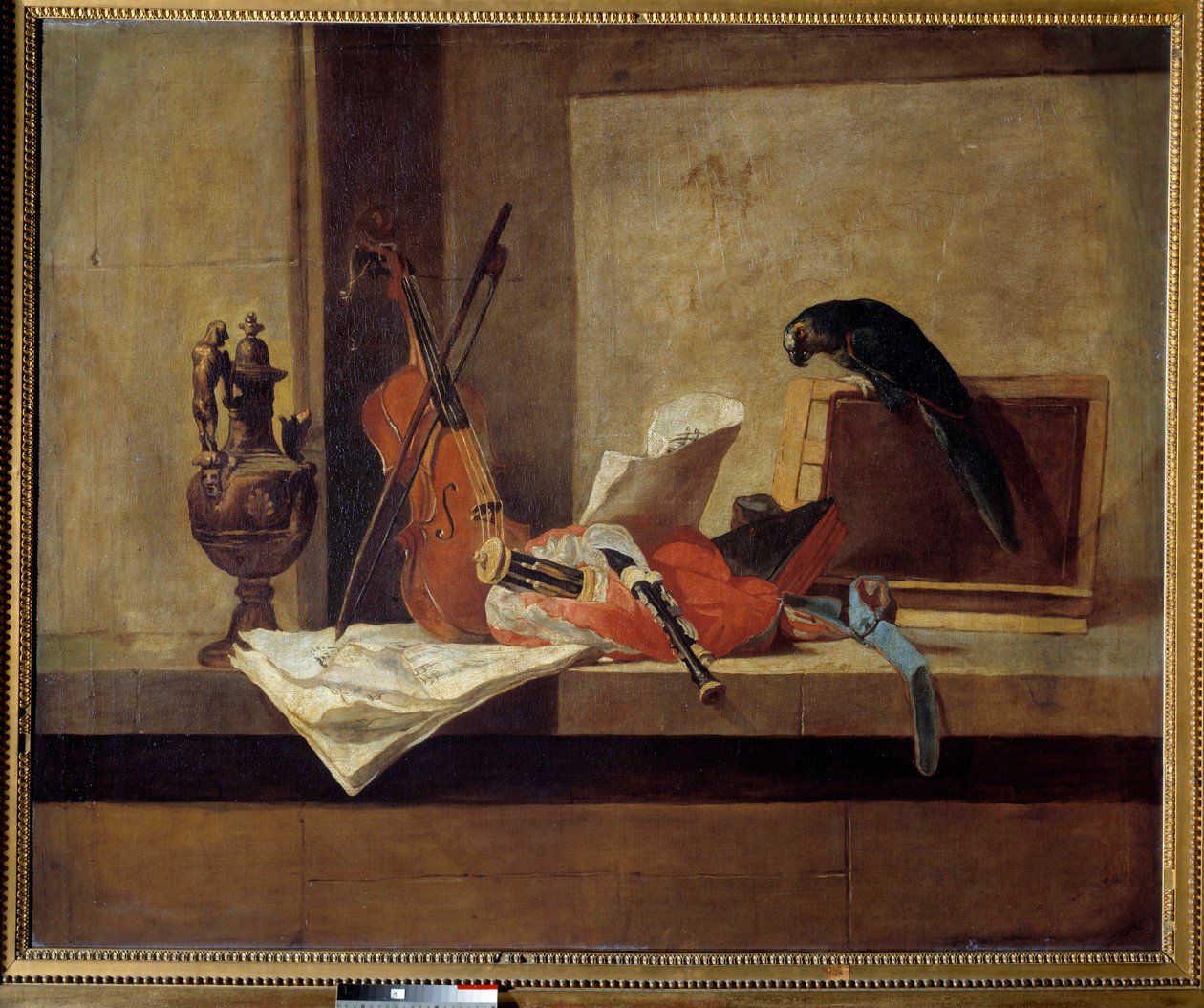 Hudební nástroje a papoušek Obraz Jean Baptiste Simeon Chardin (1699-1779) 18. století Soukromá sbírka. od Jean Baptiste Simeon Chardin