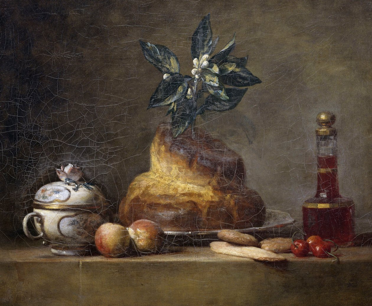 Zátiší s brioškou od Jean Baptiste Simeon Chardin