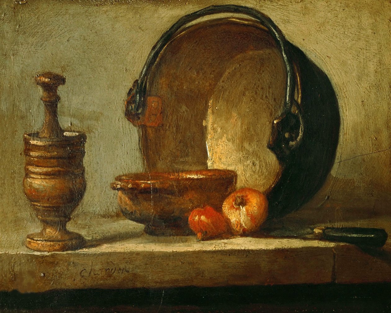Zátiší s měděným kotlem, 1732. od Jean Baptiste Simeon Chardin