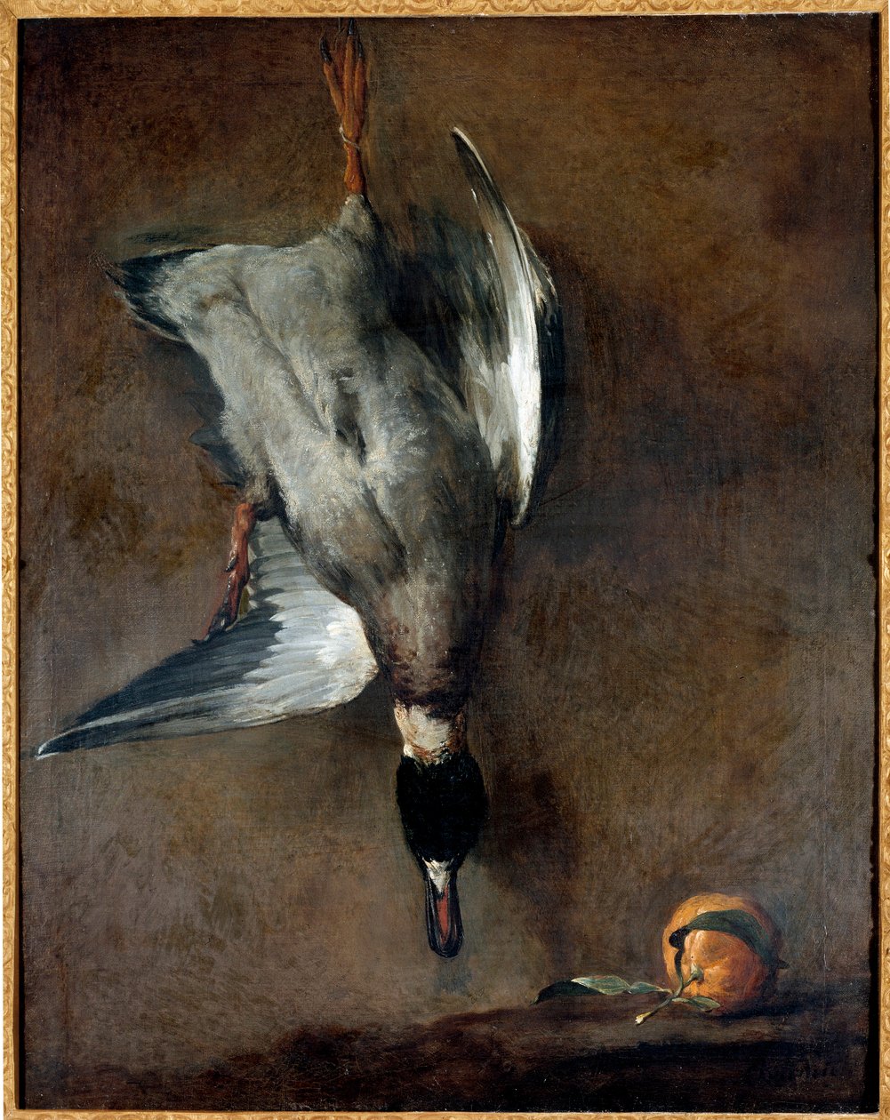 Obraz Mrtvá kachna od Jeana Baptista Simeona Chardina (1699-1779) Gien z 18. století, Musee de la Chasse od Jean Baptiste Simeon Chardin