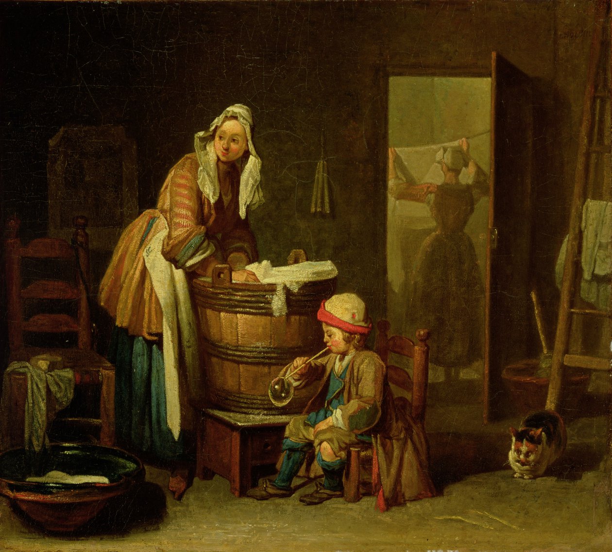 The Laundress (olej na plátně) od Jean Baptiste Simeon Chardin