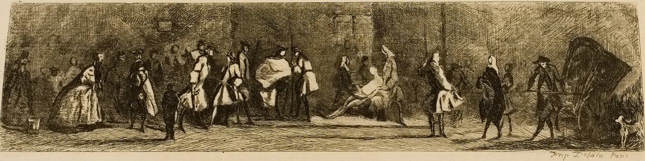 Znak chirurga-Barbera, vyrytý Julesem de Goncourt od Jean Baptiste Simeon Chardin