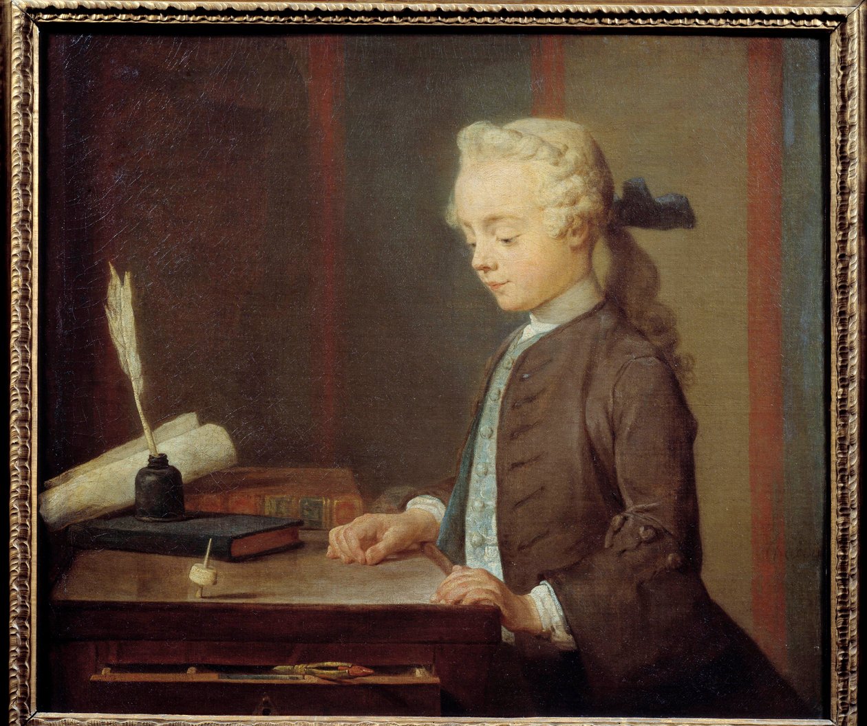 Totonské dítě. Auguste Gabriel Godefroy (1728-1813) Dítě hrající si totona, má čtyři tváře, které jsou otočené jako vrchol. Obraz Jean Baptiste Simeon Chardin (1699-1779) 1738. Rozm. 0,67x0,76 m. od Jean Baptiste Simeon Chardin