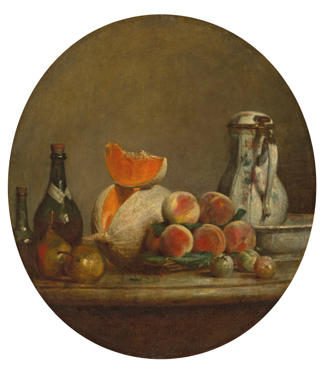 Francouzština:  Le Melon entamé Rozkrojený meloun od Jean Baptiste Simeon Chardin