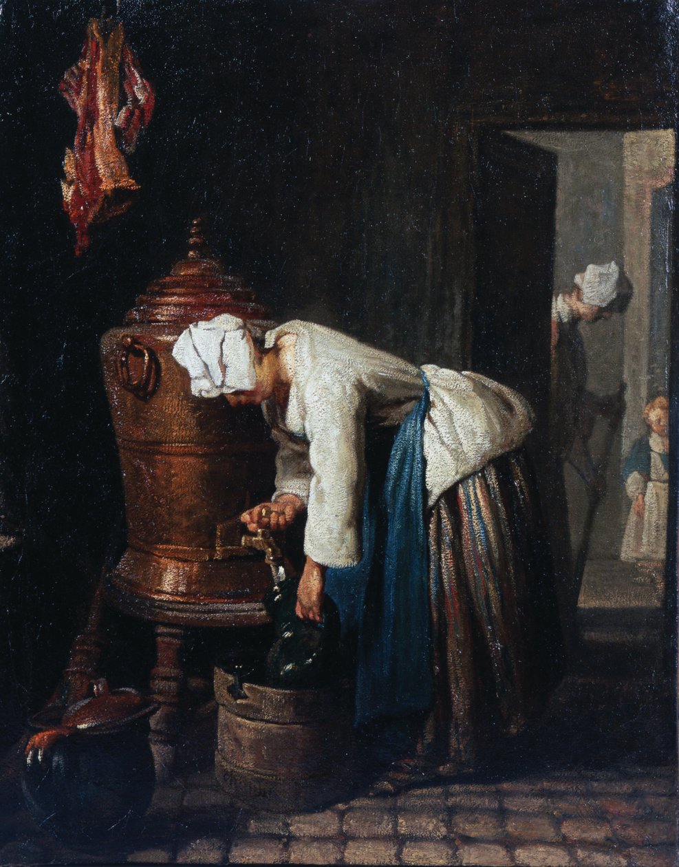 Žena čerpající vodu v cisterně od Jean Baptiste Simeon Chardin
