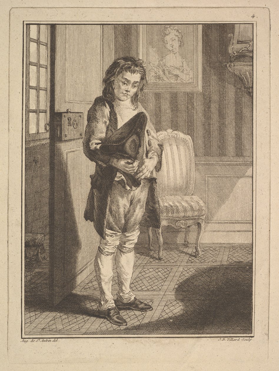 Stripper Shoe Shiner, od Mes gens, ou Les Commissionnaires ultramontaires au servi..., 1766-70. od Jean Baptiste Tillard