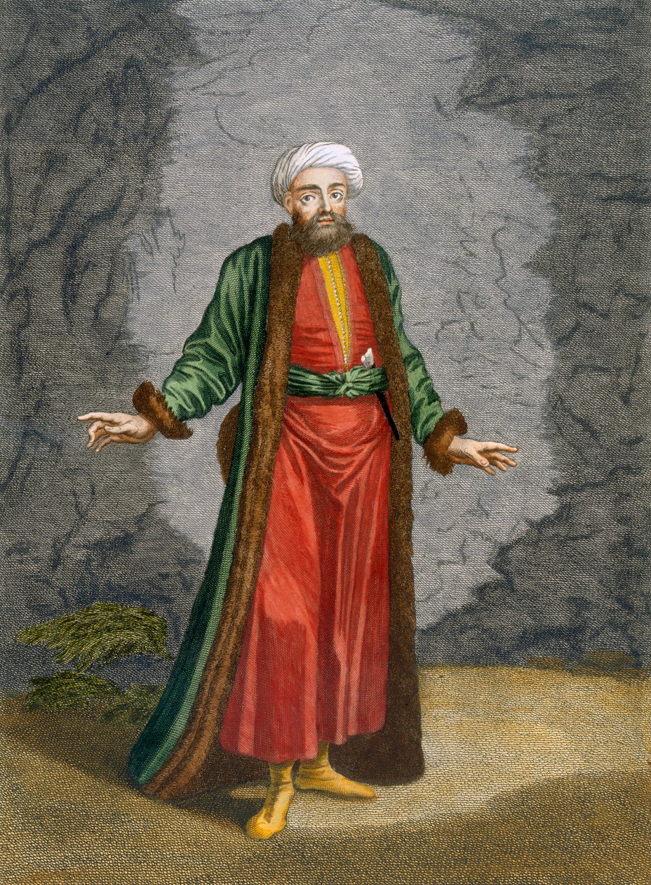 Bey, deska 37 ze „Sbírka jednoho sta tisků představujících různé národy Levanty“ od Charlese de Ferriola, vyryl Gerard Scotin (1671-1716), 1707-08 od Jean Baptiste Vanmour