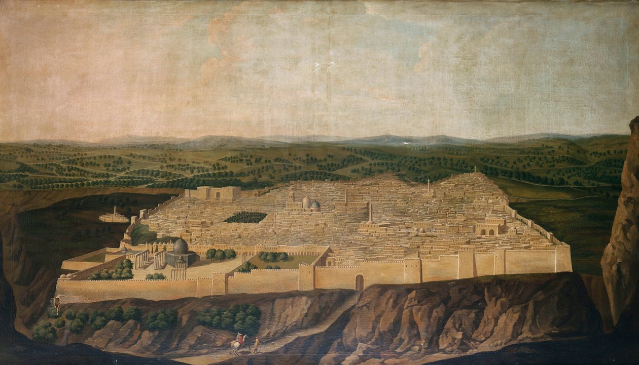 Panoramatický pohled na Jeruzalém od Jean Baptiste Vanmour