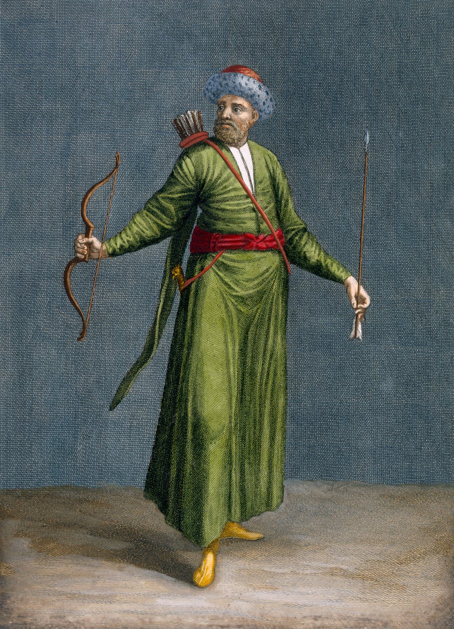 Tatar of Crimea, deska 84 ze „Sbírky jednoho sta tisků představujících různé národy Levanty“ od Charlese de Ferriola, vyryl Philippe Simonneau (1685-c.1753), 1707-08 (barva od Jean Baptiste Vanmour