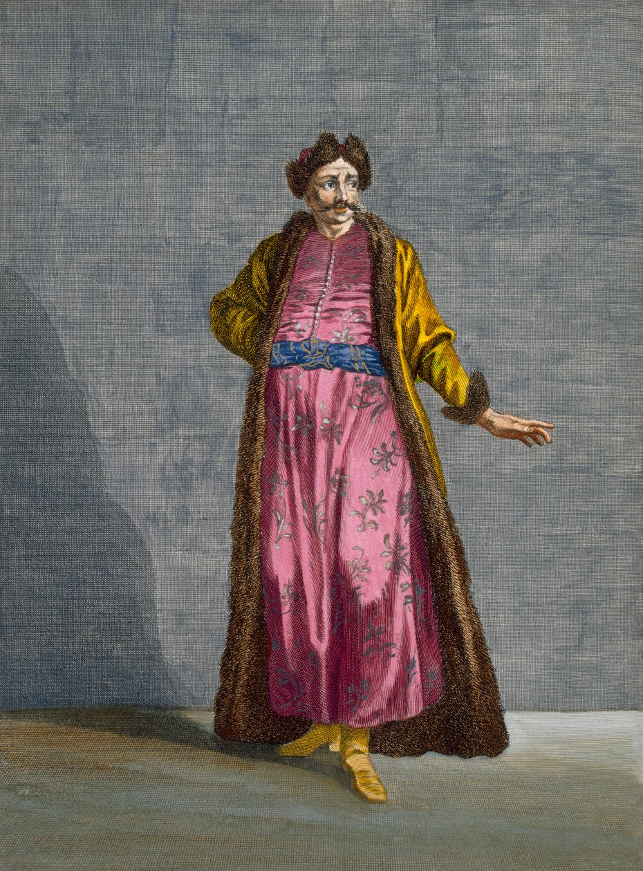Valašský gentleman, deska 80 ze "Sbírky sta tisků zobrazujících různé národy Levanty" od Charlese de Ferriol, vyryl B. Baron, 1707-08 od Jean Baptiste Vanmour