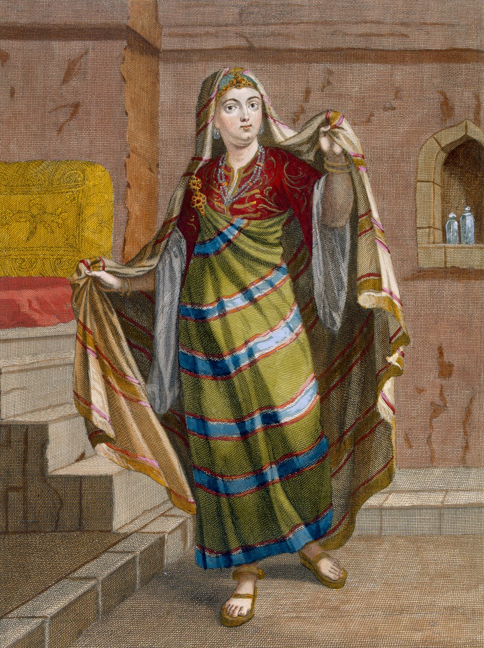 Afričanka, deska 96 ze „Sbírky jednoho sta tisků představujících různé národy Levanty“ od Charlese de Ferriola, ryl Gerard Scotin (1671-1716), 1707-08 (kolor. od Jean Baptiste Vanmour