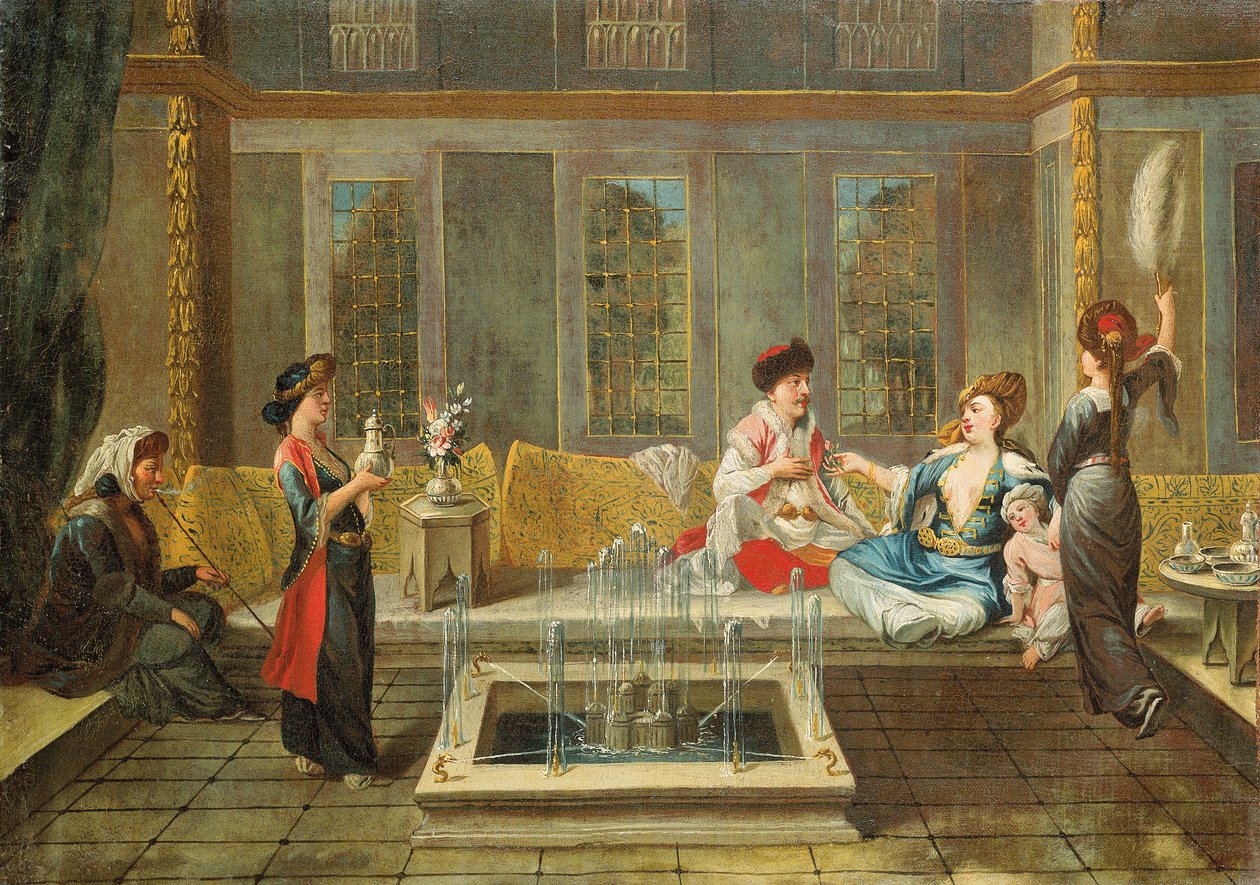 Arménský interiér se sultánem a jeho oblíbencem od Jean Baptiste Vanmour