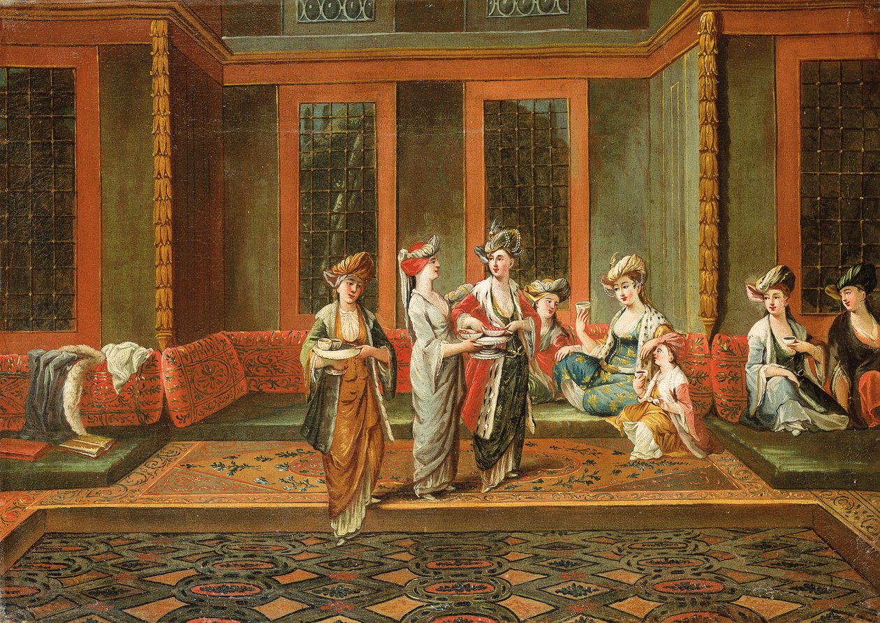 Arménské ženy pijí kávu v interiéru od Jean Baptiste Vanmour
