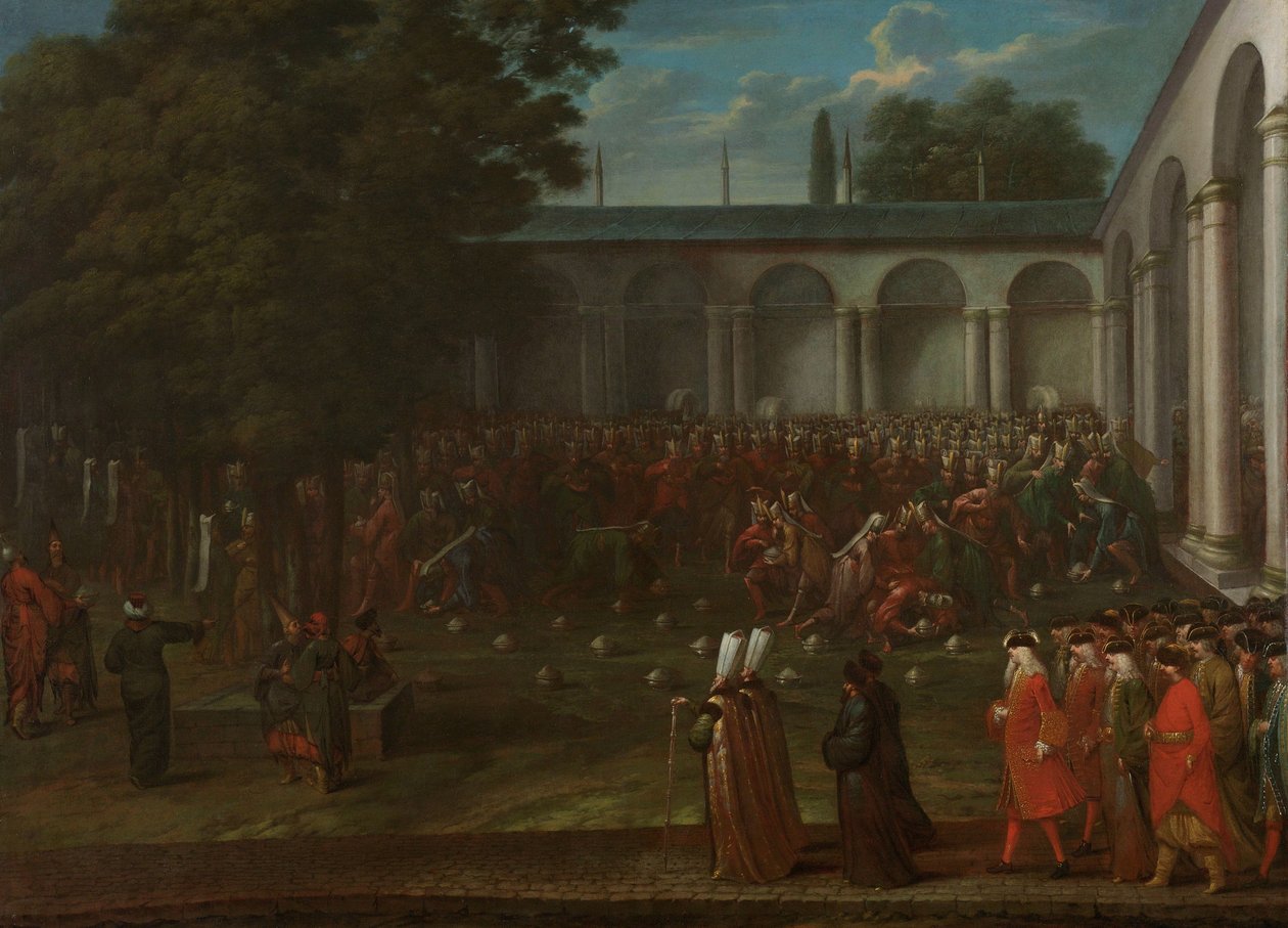 Cornelis Calkoen na cestě k audienci se sultánem Ahmedem III., kolem 1727-30 od Jean Baptiste Vanmour