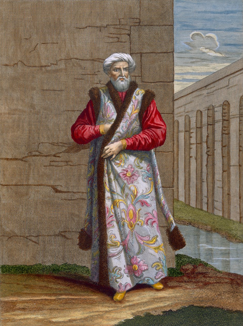 Kapitán Pacha, deska 36 ze "Sbírky sta tisků zobrazujících různé národy Levanty" od Charlese de Ferriol, vyryl Gerard Scotin (1671-1716), 1707-08 (kolorovaná rytina). od Jean Baptiste Vanmour