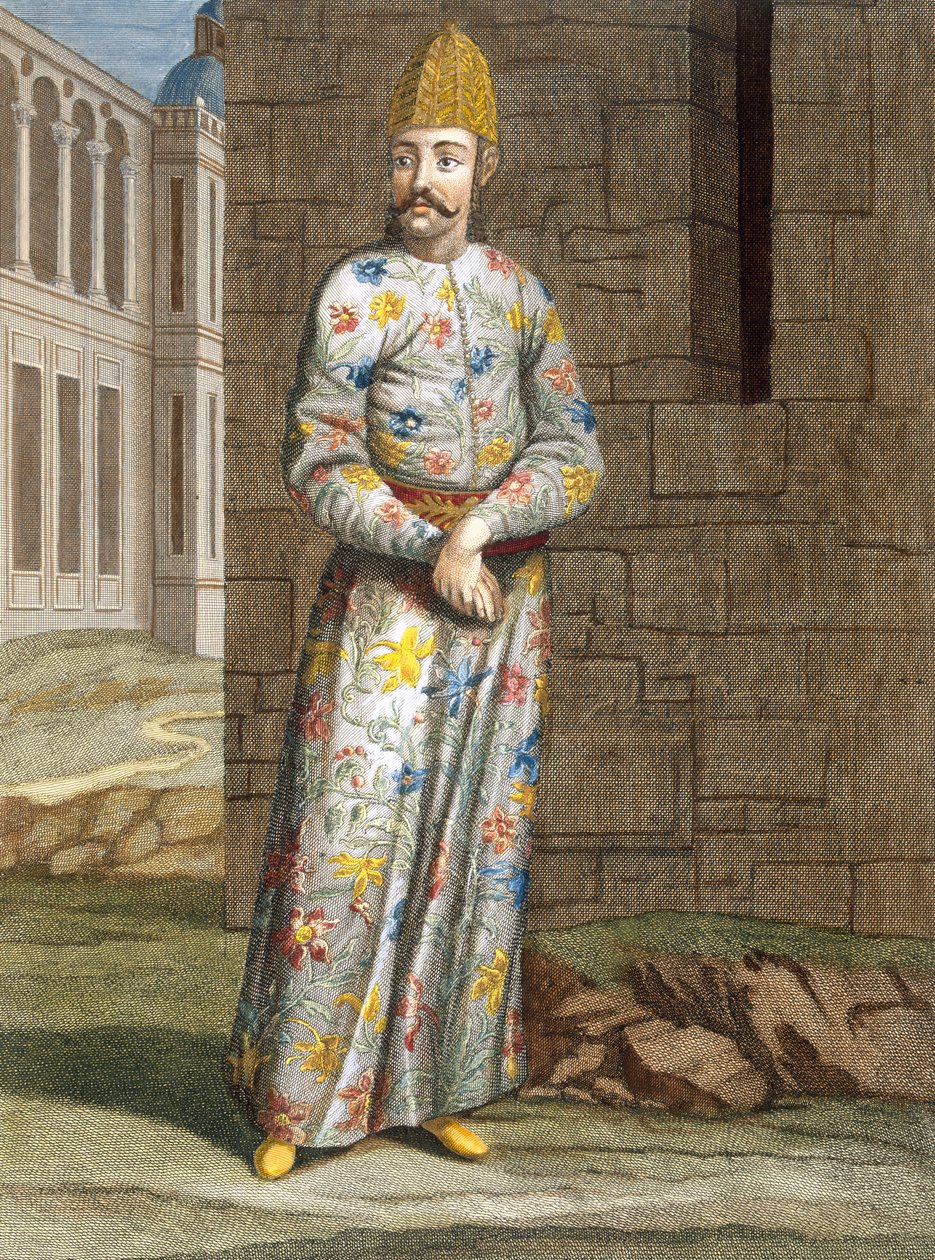 Ich-Oglan, deska 8 ze „Sbírky jednoho sta tisků představujících různé národy Levanty“ od Charlese de Ferriola, vyryl Gerard Scotin (1671-1716), 1707-08 (barevná rytina od Jean Baptiste Vanmour