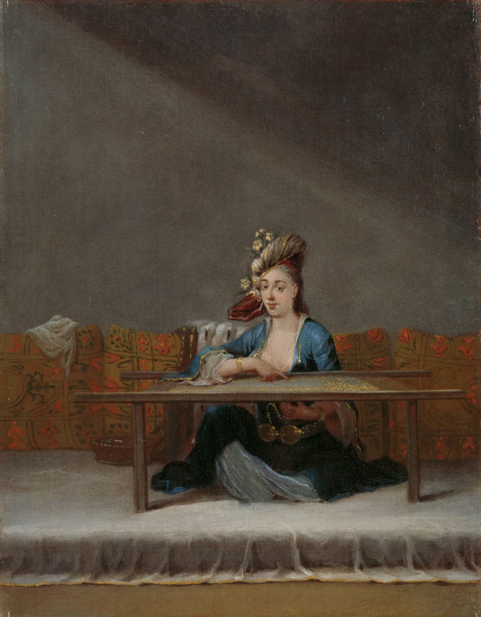 Turecká žena na její vyšívací rám Turecká žena před jejím vyšívacím rámem od Jean Baptiste Vanmour