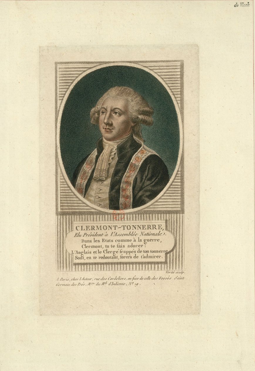 Portrét Stanislase Marie Adelaide, hraběte z Clermont-Tonnerre 1757-1792, c. 1789. od Jean Baptiste Verite