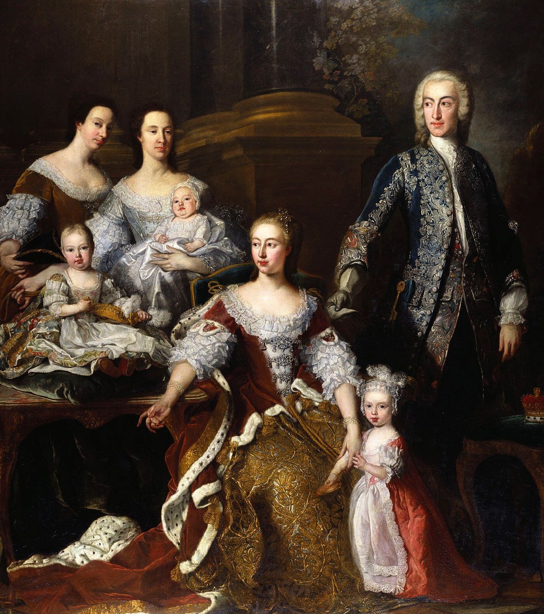Augusta Saxe-Gotha, princezna z Walesu, se členy její rodiny a domácnosti, 1739 od Jean Baptiste van Loo
