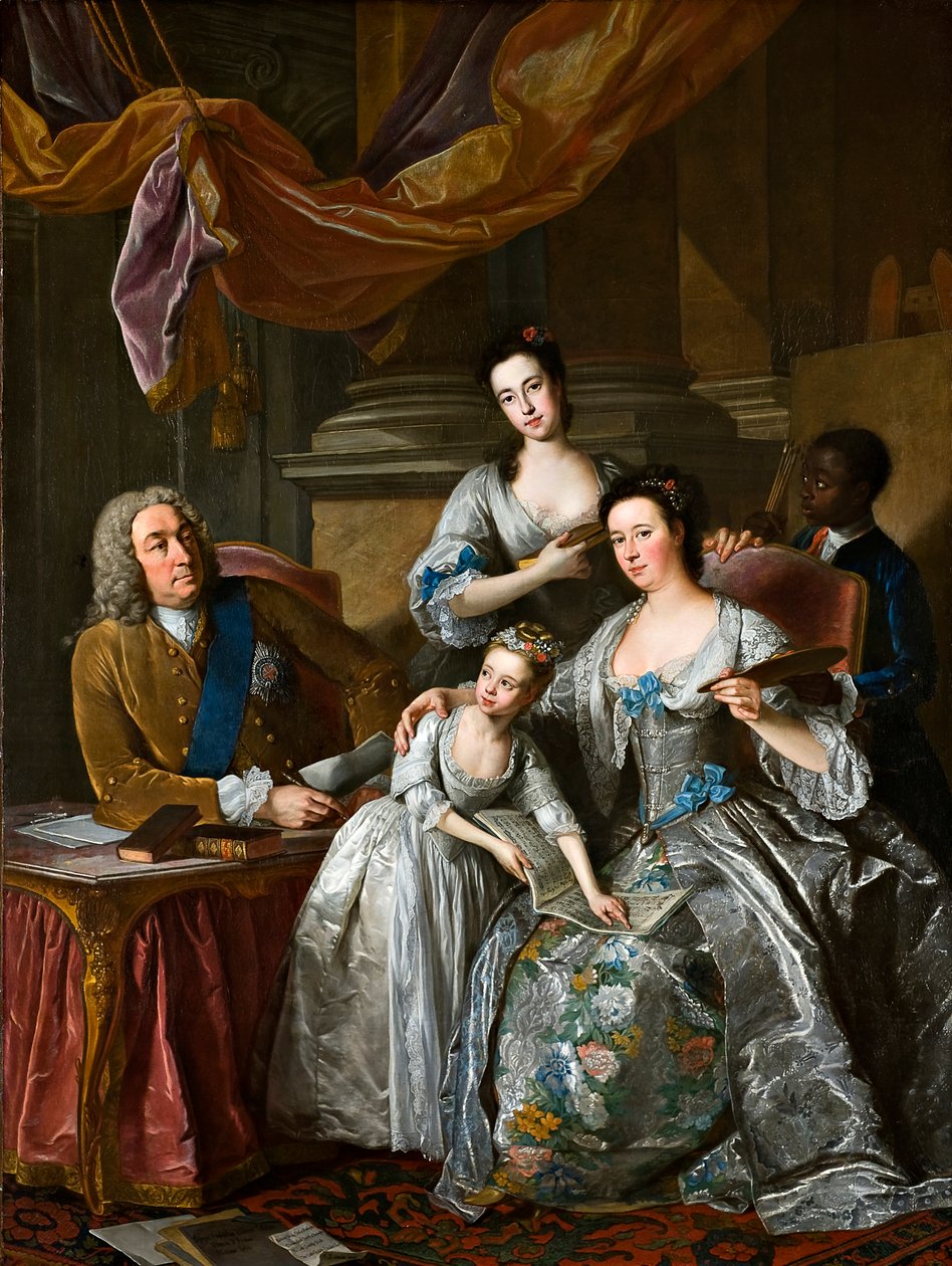 Richard Boyle, 3. hrabě z Burlingtonu a 4. hrabě z Corku, s manželkou Dorothy Savile a jejich dcerami (olej na plátně) od Jean Baptiste van Loo