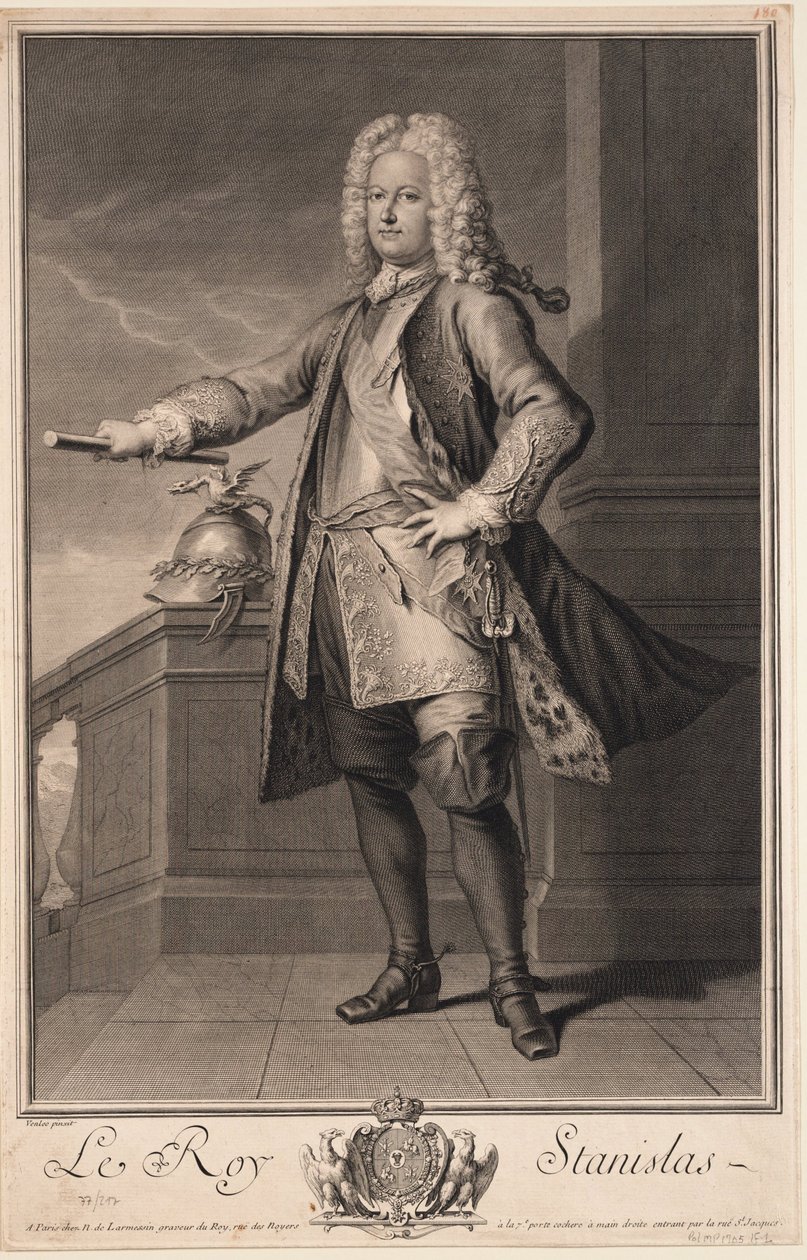 Stanislas Leszczynski (Leczinski), zvaný Beneficent - Stanislaw I Leszczynski (1677-1766), král Polska - Van Loo, Jean Baptiste (1684-1745) - 1705 - Mědirytina - 53,5x33 - Soukromá sbírka od Jean Baptiste van Loo