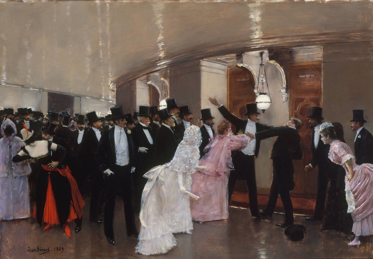 Hádka na chodbách Opery od Jean Beraud
